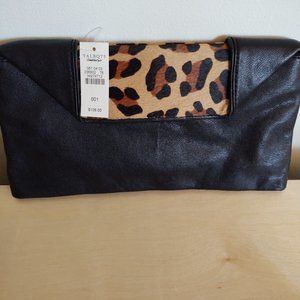 Black leather/Animal Print clutch-Talbots